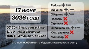 Гороскоп 17 июня 2026 года, лунный день