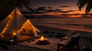 ШУМ МОРЯ И ЗВУК КОСТРАУЮТНЫЙ ЗАКАТ У ОКЕАНА 🌅🔥 УЮТНЫЙ ЗАКАТ У ОКЕАНА ДЛЯ ОТДЫХА И РАССЛАБЛЕНИЯ