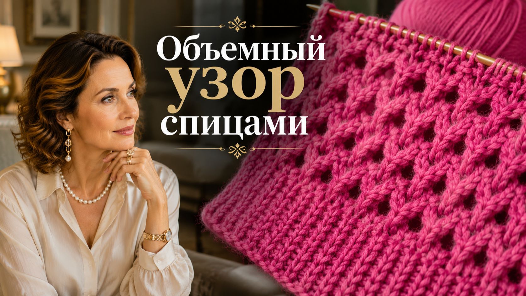Объёмный узор спицами  для джемпера, кардигана или шапки