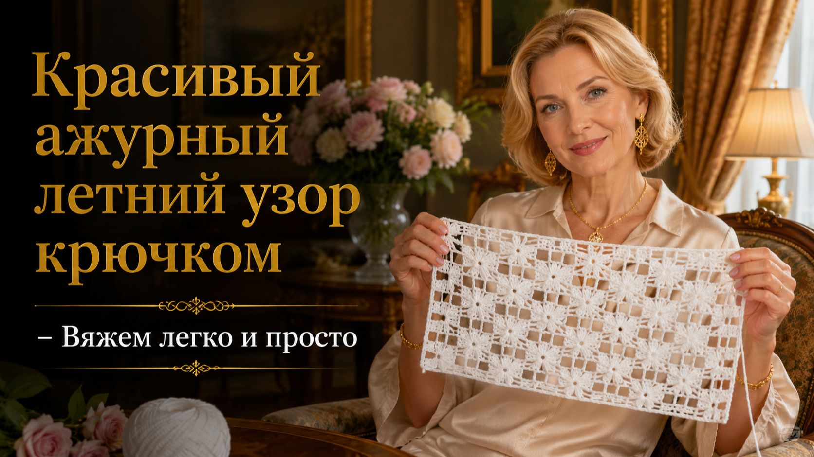 Красивый цветочный узор крючком для начинающих смотреть онлайн