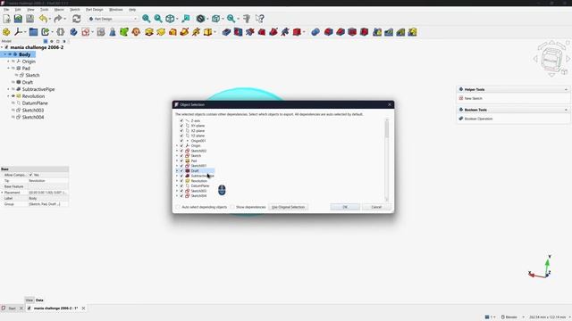 Проблема FreeCAD против SolidWorks Mania 2006, возникающая при сбое стандартного рабочего процесса