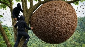 Собираю дикий мед на дереве. Очень ценный продукт