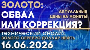 Золото: Конец роста или шанс зайти в актив? Анализ рынка золота, серебра, нефти, доллара 16.06.2026г