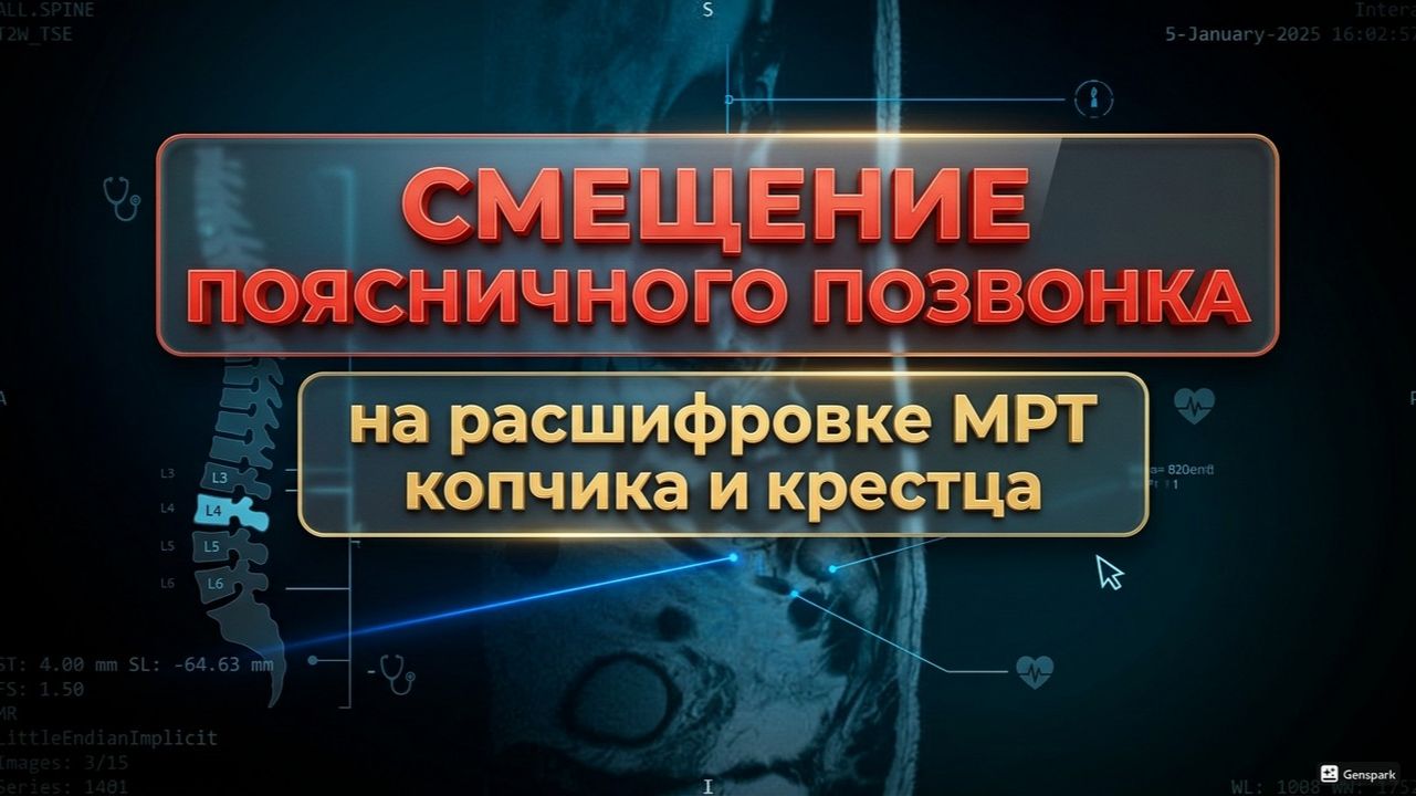 АНТЕЛИСТЕЗ L5 (смещение позвонка в пояснице) и ЛИПОМАТОЗ на РАСШИФРОВКЕ МРТ копчика и крестца