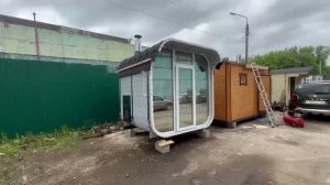 Баня бочка «Квадро» 2 метра с козырьком и панорамным окном купить в Нижнем Новгороде.