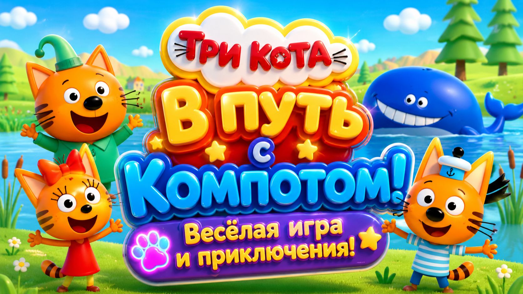 Три Кота  В путь с Компотом! 🐱 Весёлая игра и приключения 🎮 Развивающий мультфильм для детей