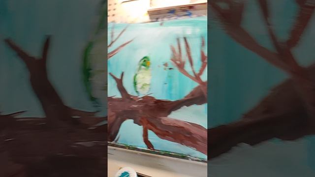 рисую на мольберте попугаев🦜 смотреть онлайн