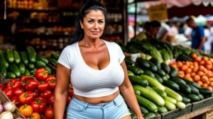 Женщина на рынке возле овощной лавки — яркие моменты и атмосфера