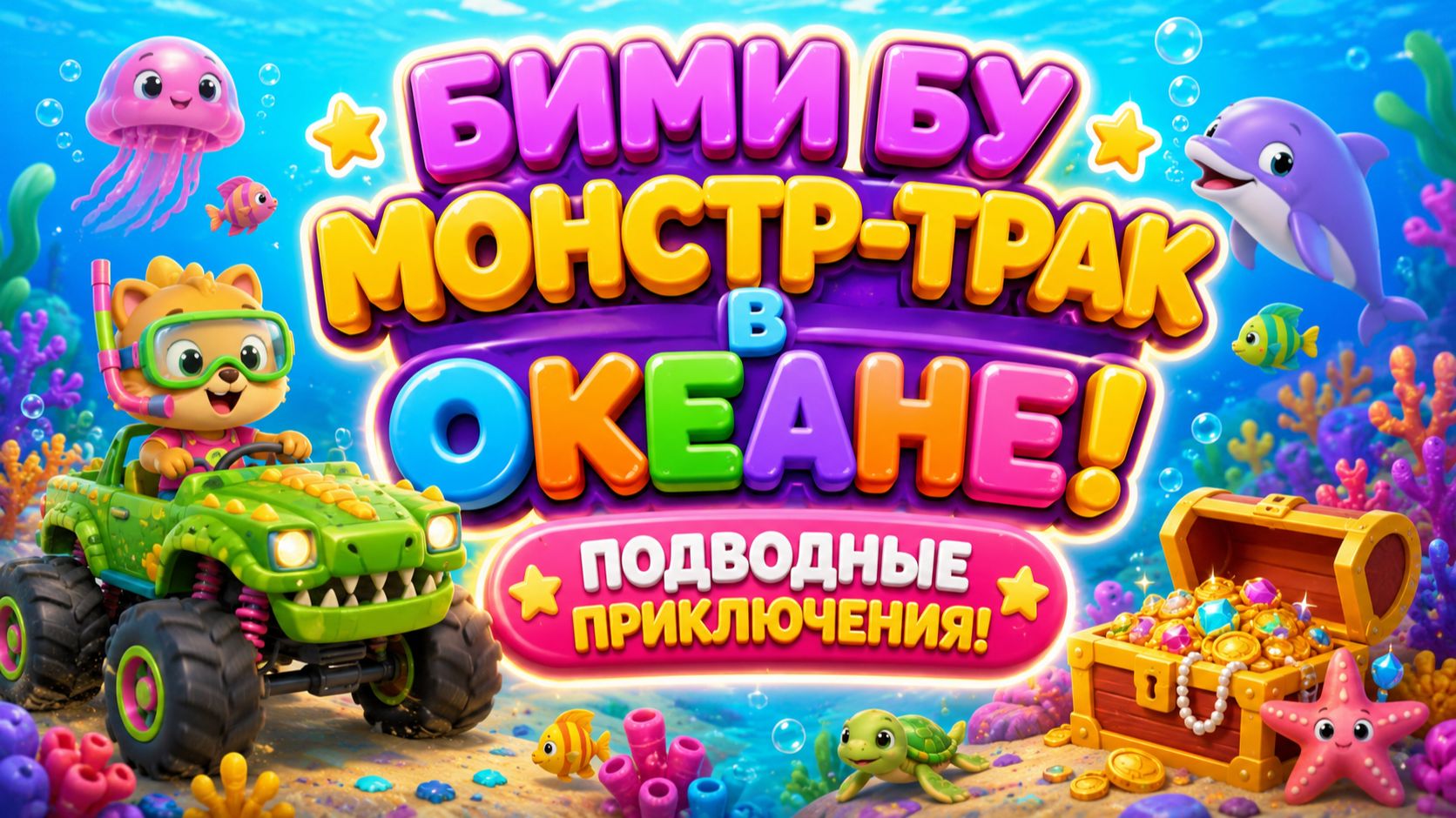 Бими Бу Монстр-трак в океане Подводные приключения с Bimi Boo 🐠 Развивающий мультфильм для детей смотреть онлайн