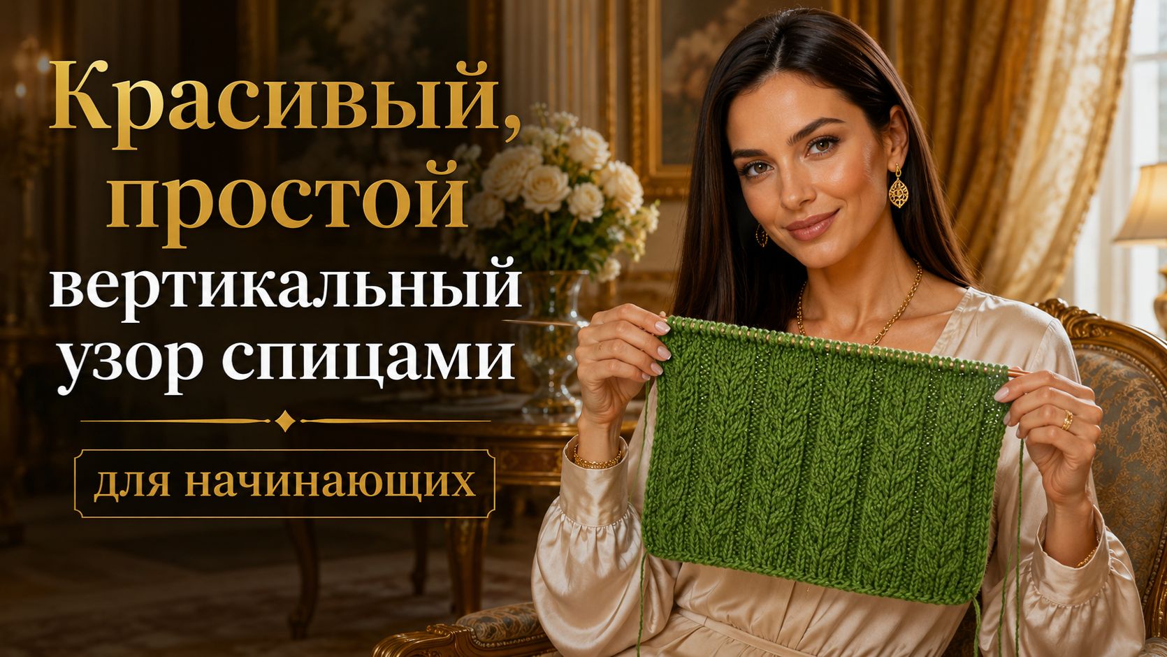 Красивый и простой вертикальный узор спицами для летнего топа смотреть онлайн