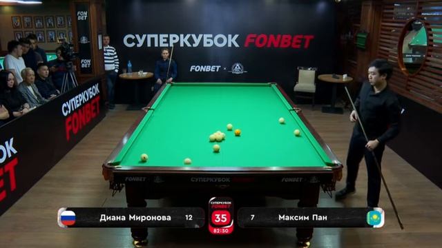 Бильярд.. Миронова Д. (RUS) - Пан М. (KAZ).1и2 партии.. смотреть онлайн