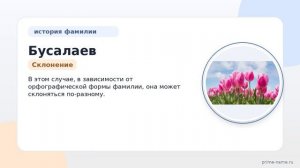 Фамилия Бусалаев: происхождение, значение и склонение