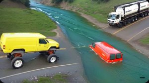 Автомобили против быстрой реки: ЭКСТРЕМАЛЬНЫЙ челлендж в BeamNG Drive