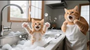 ИГРИВАЯ ДЖИНДЖЕР ПОПЫТАЛАСЬ ПОМОЧЬ МАМЕ С ДОМАШНИМИ ДЕЛАМИ😹🧹