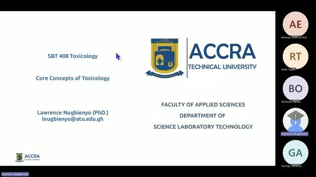 SBT 408 Toxicology (Evening) - Core Concepts of Toxicology