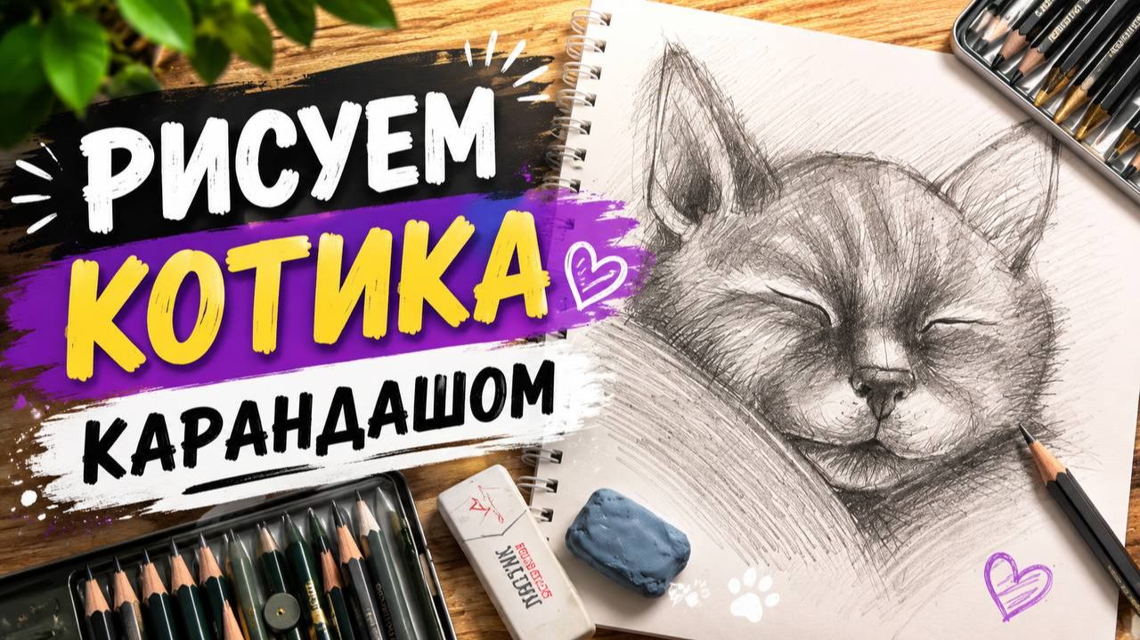 Рисуем котика карандашом смотреть онлайн