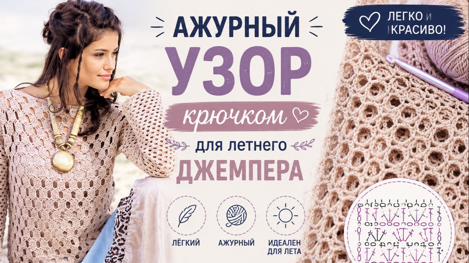 Узор крючком для ажурной туники 🌸