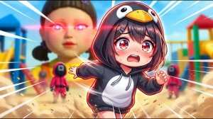 Девочка-пингвин ГУГУ ГАГА играет в игру с кальмарами 🐧🦑(Roblox Obby)