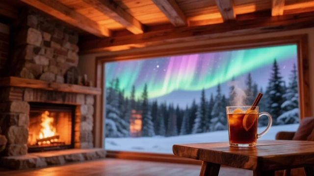 Красивая успокаивающая музыка, отдых у камина, медитация