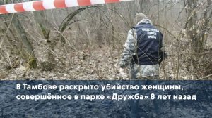 В Тамбове раскрыто убийство женщины,  совершённое в парке «Дружба» 8 лет назад