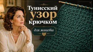 Тунисский узор крючком для жакета | Объёмный красивый рельефный узор для вязания крючком