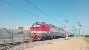 Электровоз 2ЭС4К-070 «Дончак» с грузовым поездом, перегон Среднерогатская-Предпортовая