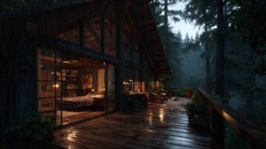 Мягкий дождь возле дома в лесу 🌧️ Белый шум для глубокого сна и отдыха