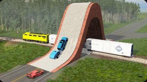 Автомобили против гигантской мостовой выпуклости ▶️ BeamNG Drive