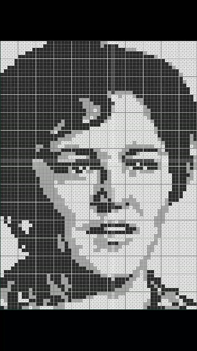 Нонна Мордюкова - (Nonna Mordyukova) [★★★] 75х55 чёрно-серый японский кроссворд #pixelart