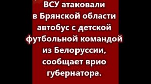 ВСУ атаковали в Брянской области автобус с детской футбольной командой из Белоруссии
