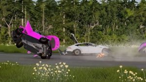 Автомобили против упавшего дерева #4 в BeamNG Drive!