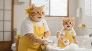 РЫЖУЛЯ И МАМА ПОМОГАЮТ ОДИНОКОЙ БАБУШКЕ НАВЕСТИ ПОРЯДОК В ДОМЕ🐱🧹