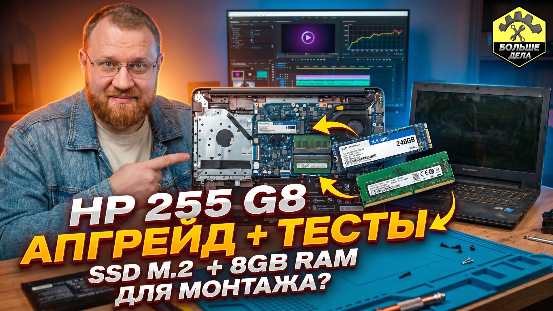 Ноутбук HP 255 G8 (Athlon Gold 3150u) Модернизация и тесты
