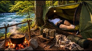 Выживание девушки в лесу: Палатка-гамак, ужин на природе и неожиданный финал 🌲😱