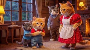Рыжий котенок играл с Серым Котенком…