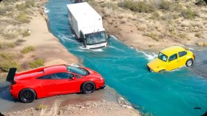 Автомобили против быстрой реки и перевёрнутого лежачего полицейского 🔥 BeamNG Drive