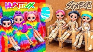 K-Pop Охотницы на Демонов в Картонном и Радужном самолёте! 10 поделок для кукол L.O.L.