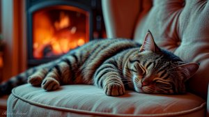 МУРЧАНИЕ КОШКИ ДЛЯ СНА И ЗВУК КАМИНА ✨ НЕЖНОЕ КОШАЧЬЕ МУРЛЫКАНЬЕ ДЛЯ СНА И ОГОНЬ В КАМИНЕ