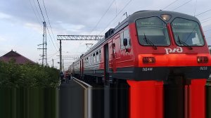 Электропоезд ЭД4М-0233 с пригородным поездом №6213 Шумиха-Челябинск отправляется со ст. Каясан