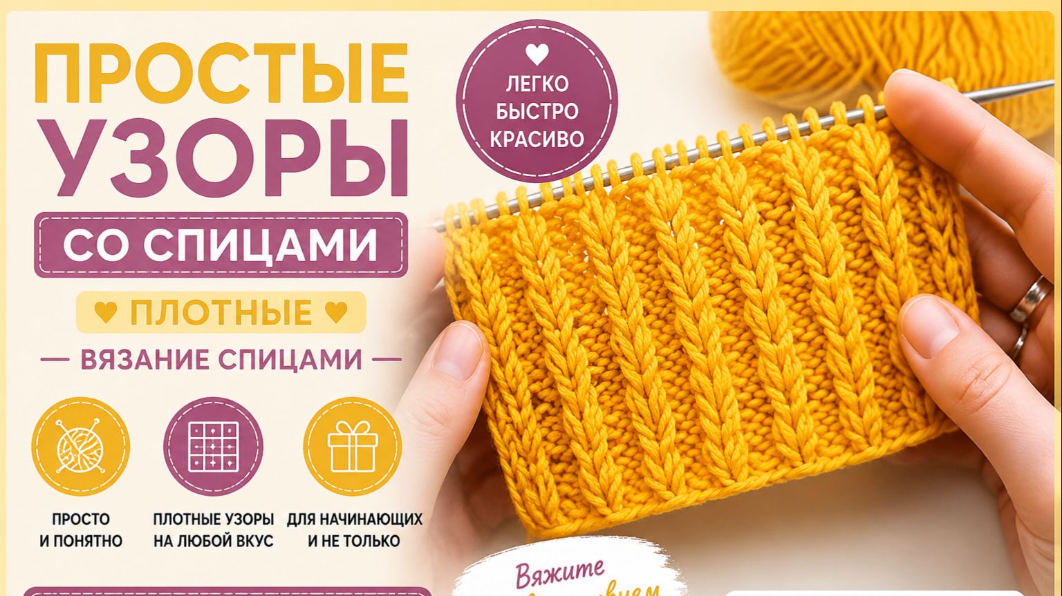 Простые узоры со спицами  - Вязание спицами