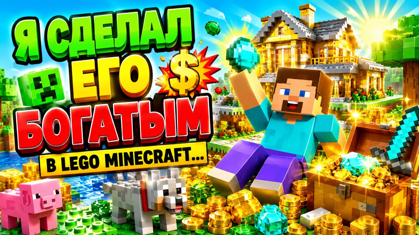 Мультфильм: Я сделал его богатым в Lego Minecraft...💲💥