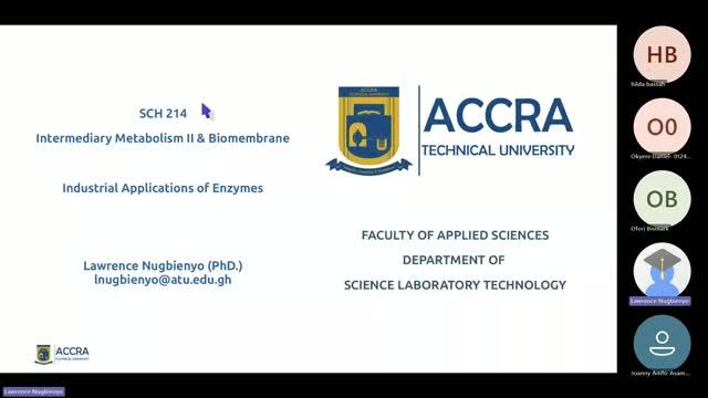 SCH 214 Intermediary Metabolism II & Biomembranes - Applications of Enzymes in Industry смотреть онлайн