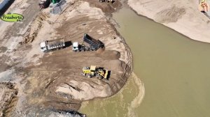 Строительство, засыпка водного канала, высотные съёмки