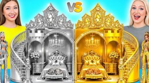 Строим Удивительный Кукольный Домик Золотой vs Серебряный Челлендж | Простые Трюки для Декора