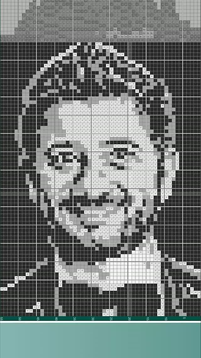 Михаил Галустян - (Mikhail Galustyan) [★] 75х55 чёрно-серый японский кроссворд #pixelart