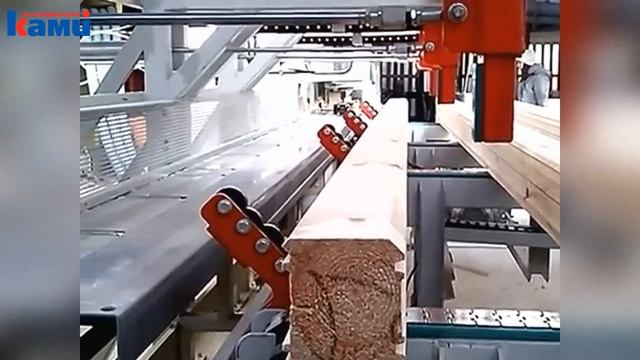 Станок с ЧПУ для обработки строительного бруса Stromab Auto Blox. Как работает механизация подачи смотреть онлайн