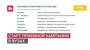 Старт приемной кампании в вузах. Утро с Губернией. 18/06/2026. GuberniaTV