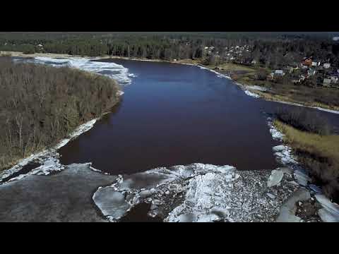 Ice drift Gauja river. ledus iešana Gauja.ледоход на реке Гауя. смотреть онлайн