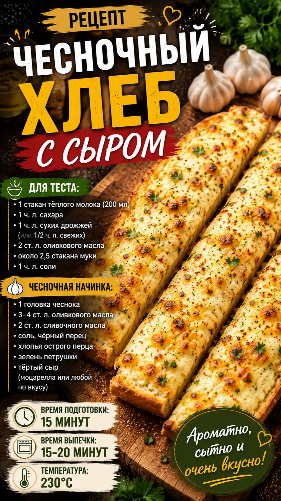 СЫРНЫЙ ЧЕСНОЧНЫЙ ХЛЕБ 🧄🧀