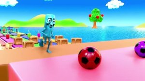 Мультик: Игра «Длинная горка» с коровой, слоном, гориллой, бегемотом, тигром, 3D-игра с животными